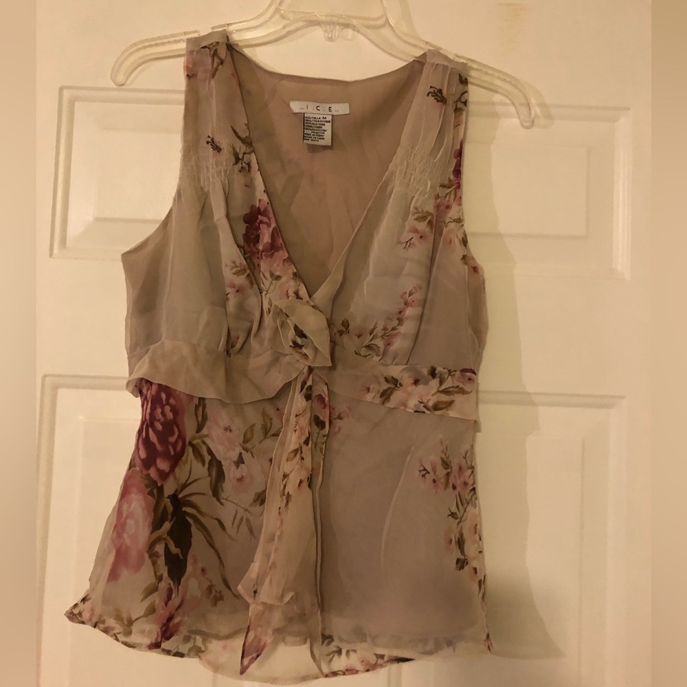 Floral Taupe with Dusty Rose Shirt